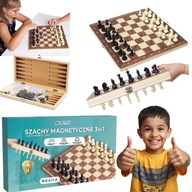 GRA W SZACHY WARCABY TRYKTRAK 3W1 DREWNIANE MAGNETYCZNE ZABAWKA BE-ACTIVE
