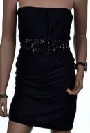 Modna sukienka mała czarna IMPREZA zakładana na szyję