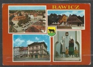 Widokowka Rawicz z obiegu ze znaczkiem 1987