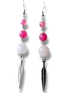 KRAG07 Kolczyki kamienie KWARC RÓŻOWY AGAT długie