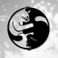 Yin Yang Dwa Koty OBRAZ AŻUROWY 3D NA ŚCIANE PANEL DEKORACJA DO SALONU
