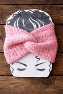 Różowa opaska turbanowa – miękka, ciepła, Handmade Jesień, Zima