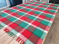 WEŁNIANY TKANY CIEPŁY KOC PLED KAPA NARZUTA KRATA FRĘDZLE SANS SOUCI135x207