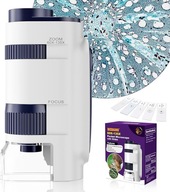 MINI MIKROSKOP BEABNG KIESZONKOWY DLA DZIECI LED UV 60X-135X Biały
