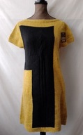 Tunika/sukienka żółta z czarnym panelem - M/L
