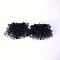 Czarne koronkowe Mankiety z falbaną na kostki ozdobne eleganckie mankiety