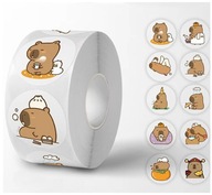 NAKLEJKI KAPIBARA 500 SZTUK ROLKA WLEPKI OZDOBY Capibara Naklejki Vlepki