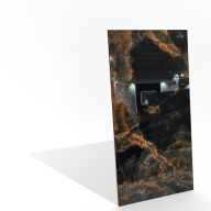 Gres 120x60 czarny marmur złoto miedź połysk PREMIUM glamour black gold