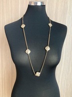 vintage naszyjnik łańcuch z ozdobami w złotym tonie z kryształkami lata 80'