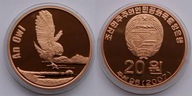 KOREA PÓŁNOCNA 2007 20 WON SOWA Cu MENNICZA 2000 szt RARE !!!!!
