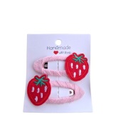 Spinki do włosów dla niemowląt dziewczynek truskawki 2 szt. handmade