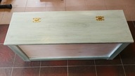 Skrzynia, skrzynka, kufer, kuferek w stylu vintage, woskowana biało-zielona