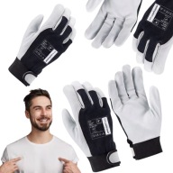 RĘKAWICE ROBOCZE GOSPODARCZE SKÓRZANE GUMOWE ZAPINANE WZMACNIANE OCHRONNE