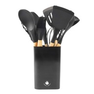 PRZYBORY KUCHENNE SILIKONOWE 12el czarne ZESTAW PRZYBORÓW KUCHENNYCH STOJAK