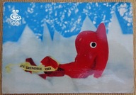 OLIMPIADA ZIMOWA-GRENOBLE-1968 WYJĄTKOWA POCZTÓWKA - DELFIN DOF maskotka