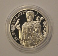 ŚWIĘTY FRANCISZEK Z ASYŻU - NUMIZMAT, SREBRO, ŁADNY