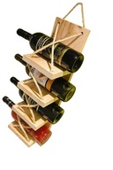 Drewniany stojak na wino ścienny – półka na 4 butelki, wieszak rustykalny