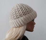 24371 CZAPKA DAMSKA ZIMOWA DZIANINOWA PODWÓJNA - rozm.uniwersalna