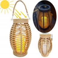 LAMPION SOLARNY LED BOHO LATARENKA OGRODOWA PŁOMIEŃ IP44 BRĄZOWA DEKORACJA
