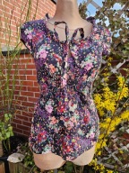 koszula bluzka koszulka romantyczna top kwiaty boho cotton bawełna r 36