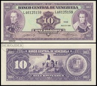 BNB - WENEZUELA 10 Bolivares 1990 L 46125159 seria przejściowa # P61b # UNC