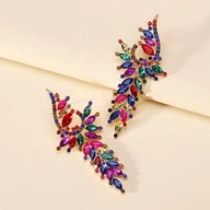 KOLCZYKI CYRKONIE kolorowe multikolor WIZYTOWE nowe długie