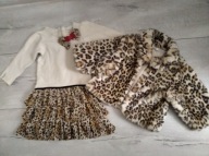 Elegancki zestaw futerko narzutka sukienka Wójcik r. 128