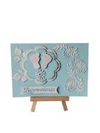 Zaproszenia Chrzest Święty Stopki W Serwetce C6 Błękit - Biel