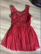 Piękna tiulowa czerwona sukienka lipsy london 40 studniówka wesele