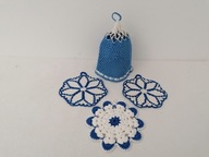 PRACA RĘCZNA SZYDEŁKO FOLKOWE UCHWYTY PODKŁADKI CZAPECZKA NA SŁÓJ nr.10