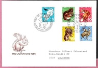 Szwajcaria 1966 FDC fauna las kozica, zając, lis, gronostaj, wiewiórka