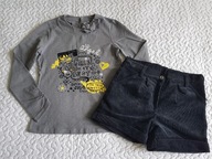 Cool Club bluzka szara obrazek spodenki jak nowe roz 134