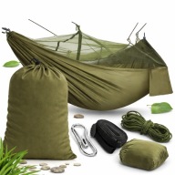 HAMAK TURYSTYCZNY SURVIVAL Z MOSKITIERĄ DWUOSOBOWY 100KG NYLONOWY XXL