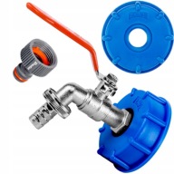 ZESTAW NAKRĘTKA IBCS60X6 Z KRANEM I WTYKIEM NA WĄŻ 12,5MM NIKLOWANY MOSIĄDZ