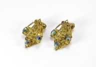 PIĘKNE STARE AŻUROWE KOLCZYKI KLIPSY Z KAMIENIAMI ZOBACZ!