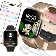 SMARTWATCH DAMSKI ZEGAREK ROZMOWY POWIADOMIENIA SPORT ZDROWIE ZŁOTY 4 PASKI