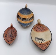 Rzeźby z kamienia 3 Kolekcjonerskie kamienne półmiski Kenia Afryka vintage