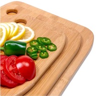 3 DESKI DO KROJENIA SERWOWANIA ZESTAW BAMBUSOWE DREWNIANE KUCHENNE