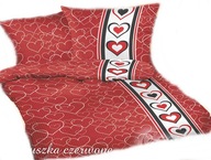 pościel z satyny 160x200 + 2x70x80 zamek S Serduszka czerwone G-o