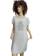 SUKIENKA włoska LNIANA kieszenie cekinowy miś 36/38