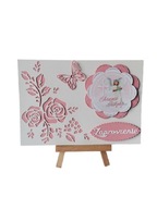 Zaproszenia Chrzest Święty Dziewczynka W Serwetce B6 Róż - Biel