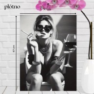 Gotowy Plakat Obraz na płótnie z kobietą czarnobiały WC łazienka 30x40 A3