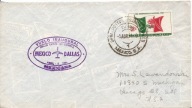 MEKSYK -USA -koperta -stempel INAUGARCJA LINII MEXICO-DALLAS -obieg 1961 ro