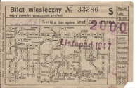 BILET MIESIĘCZNY -KOLEJE ELEKTRYCZNE ZAGŁĘBIA ŚLĄSKO-DĄBROWSKIEGO 1947 ROK
