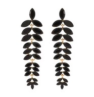 wizytowe KOLCZYKI CYRKONIE długie CZARNE 8 cm STUDNIÓWKA