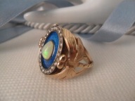 Secesja - Opal Diamenty Emalia Quilloche.