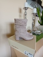 Kozaczki beżowe botki zamszowe 38