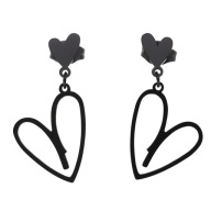 55700 Kolczyki czarna stal chirurgiczna serca serduszka