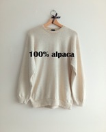 WEŁNIANY BEŻOWY SWETER Z ALPAKI BASIC M 38 L40