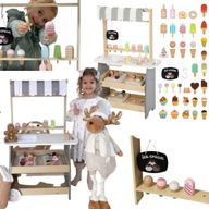 DREWNIANA LODZIARNIA NA KÓŁKACH - WÓZEK Z LODAMI WYBÓR KSZTAŁTÓW I KOLORÓW